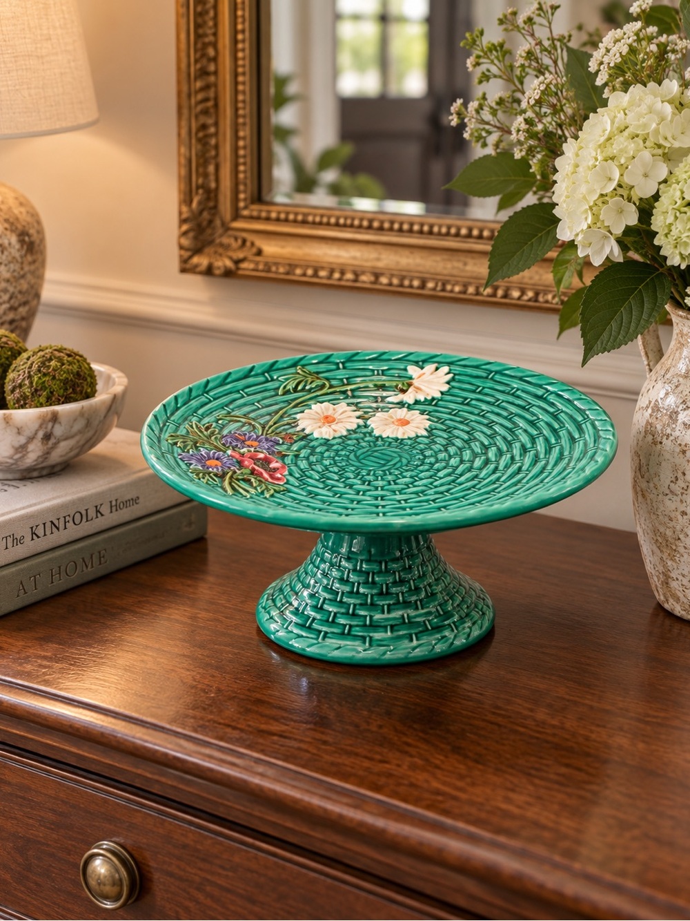 Vintage 1950s SMF Schramberg Majolica Pedestal Cake Stand – Germany - Picture 4 of 12